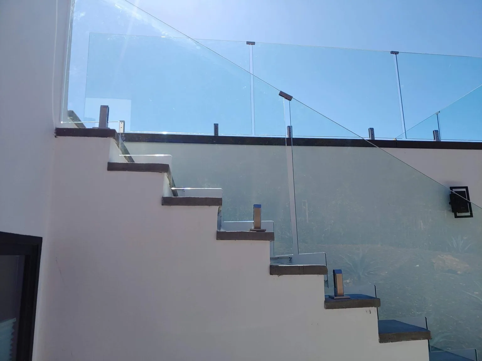 Stair Tread Design Frameless Glass & Fencing around pool for safety
